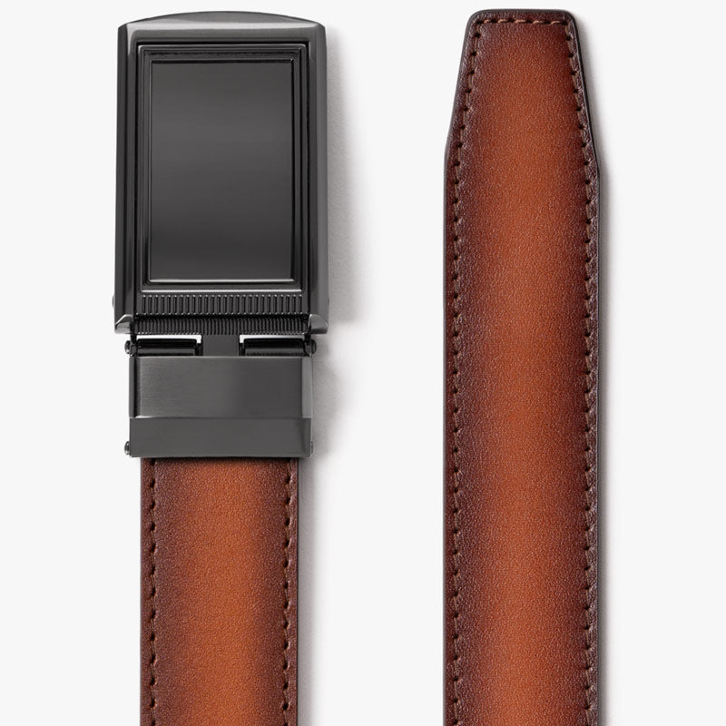 SlideBelts | Cognac Full Grain Leather Belt Framed Gunmetal Up to 44" SlideBelts | Cognac Full Grain Leather Belt Framed Gunmetal Up to 44"