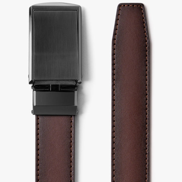 Mahogany Full Grain Leather Belt | Ratchet Belt without Holes ...