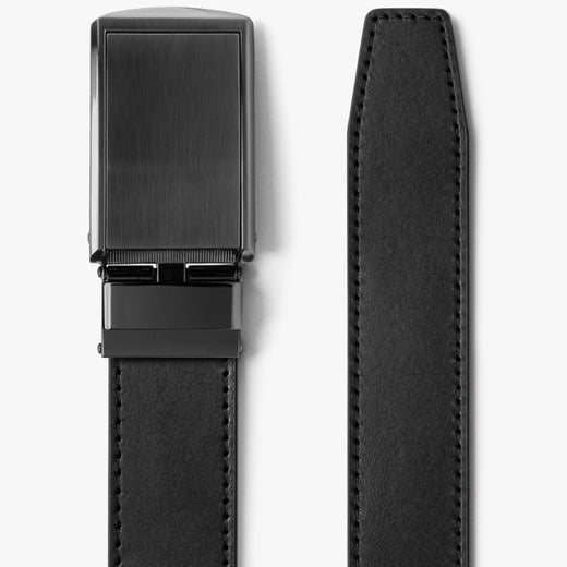 Onyx Black Full Grain Leather Belt Fast Shipping, Free Exchanges Ratchet Belt without Holes