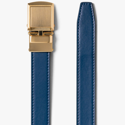 Navy Gold Skinny Belt Navy Faux Leather Gold Accent Slim Belt - All Accessories  main image 4