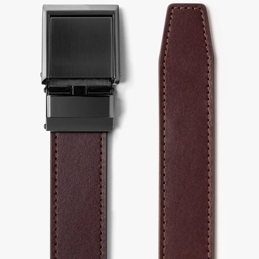 Leather Belt w/ Buckle - Men's Ratchet Belt - Dark Brown, 1.25